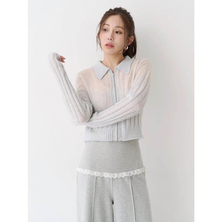 フロントジップバイカラーニット | CALNAMUR | 詳細画像16 