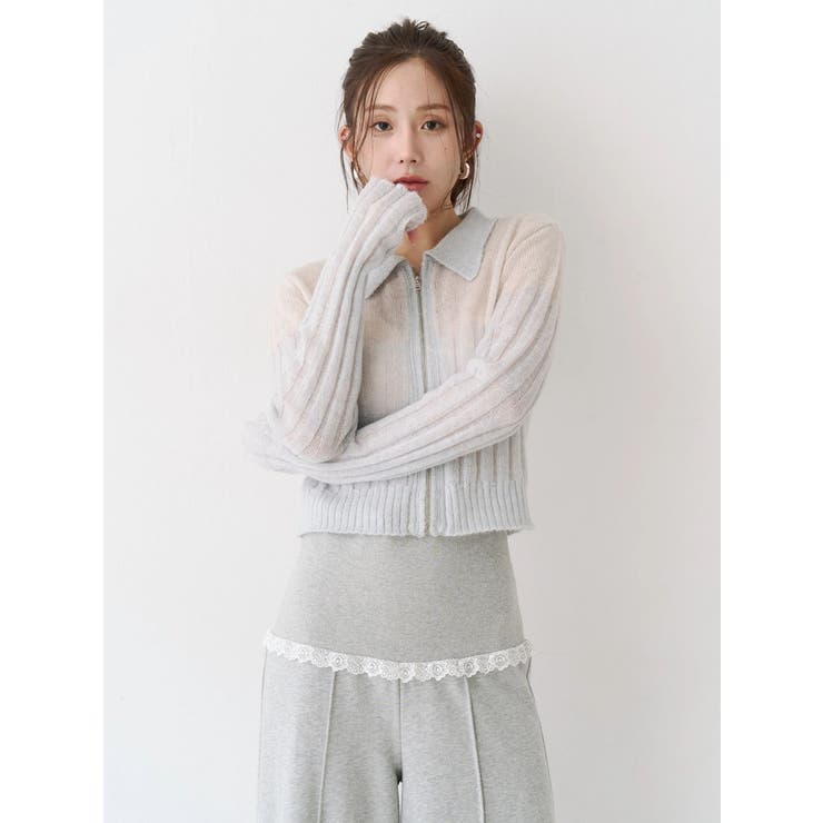 フロントジップバイカラーニット | CALNAMUR | 詳細画像17 