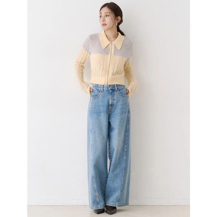 フロントジップバイカラーニット | CALNAMUR | 詳細画像18 