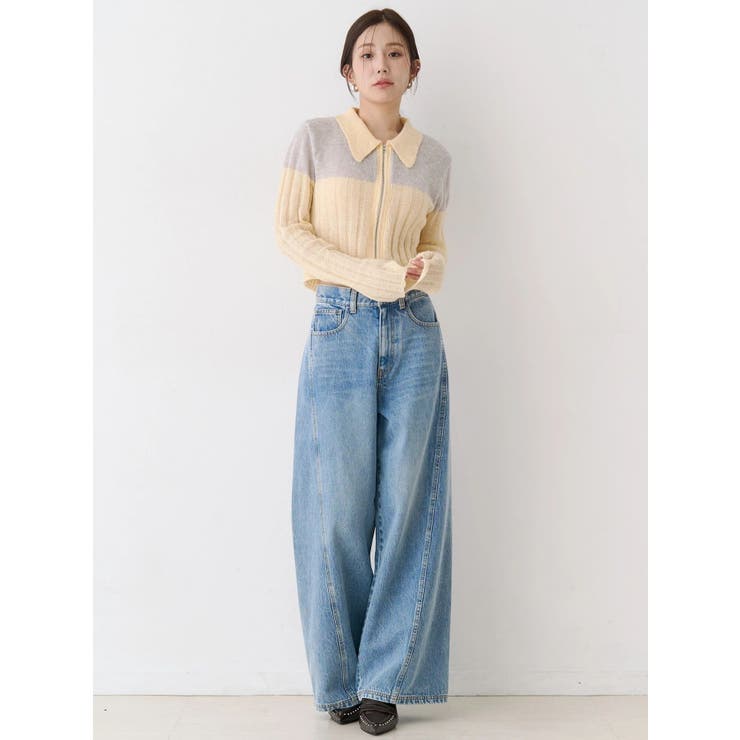 フロントジップバイカラーニット | CALNAMUR | 詳細画像20 