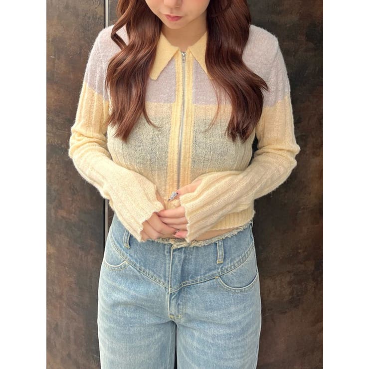 フロントジップバイカラーニット | CALNAMUR | 詳細画像27 