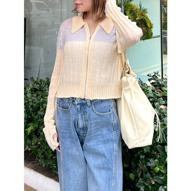 フロントジップバイカラーニット | CALNAMUR | 詳細画像30 