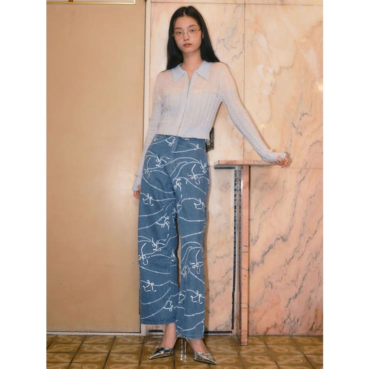 フロントジップバイカラーニット | CALNAMUR | 詳細画像4 