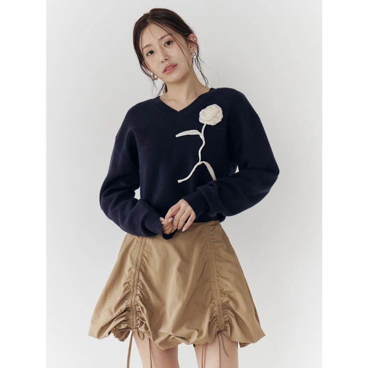 オーガンコサージュVネックニット | CALNAMUR | 詳細画像17 