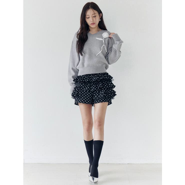 オーガンコサージュVネックニット | CALNAMUR | 詳細画像22 