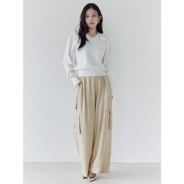 オーガンコサージュVネックニット | CALNAMUR | 詳細画像32 