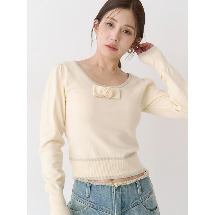 コサージュリボンコンパクトニット | CALNAMUR | 詳細画像2 