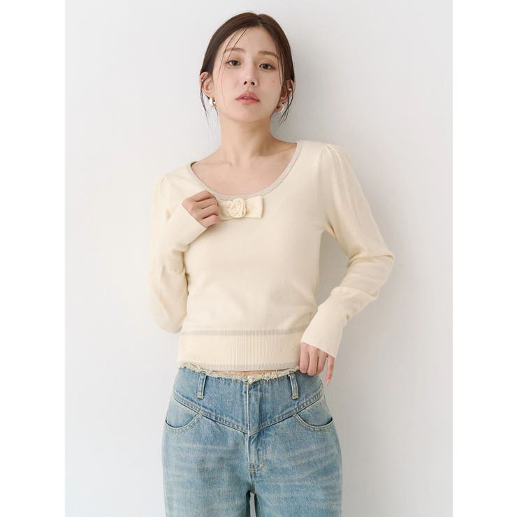 コサージュリボンコンパクトニット | CALNAMUR | 詳細画像3 