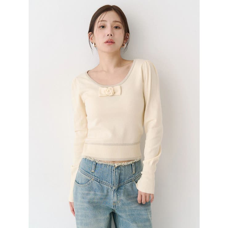 コサージュリボンコンパクトニット | CALNAMUR | 詳細画像4 