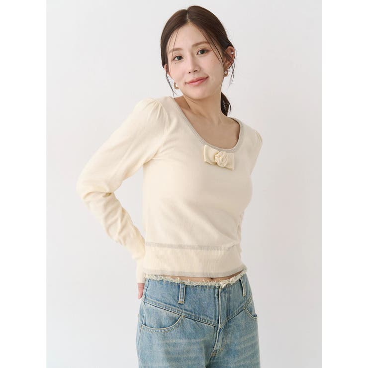 コサージュリボンコンパクトニット | CALNAMUR | 詳細画像6 