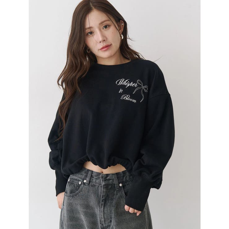 ブラック | バックリボンスウェットトップス | CALNAMUR