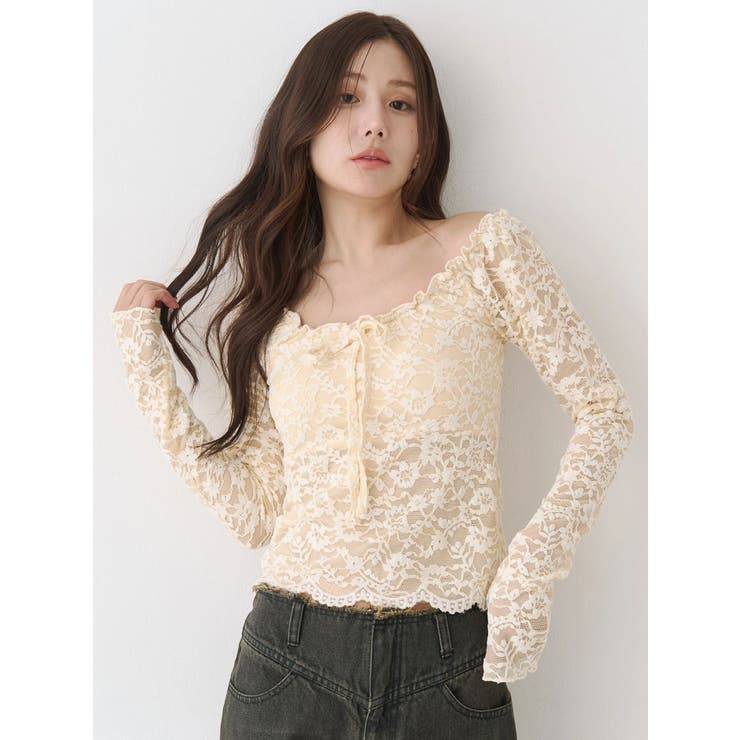 イエロー | ピーチレースパットイントップス | CALNAMUR