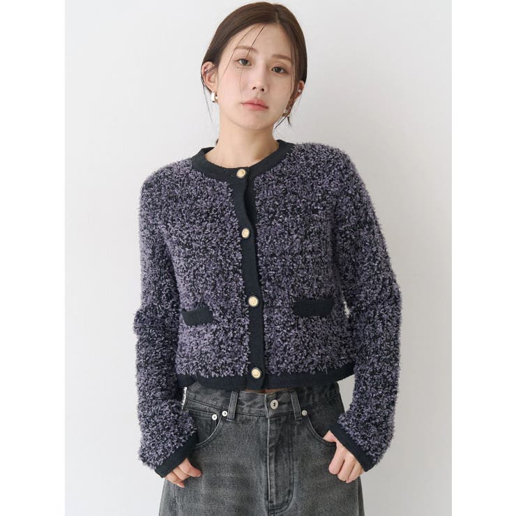 ファンシーヤーンクラシカルニットカーディガン | CALNAMUR | 詳細画像11 