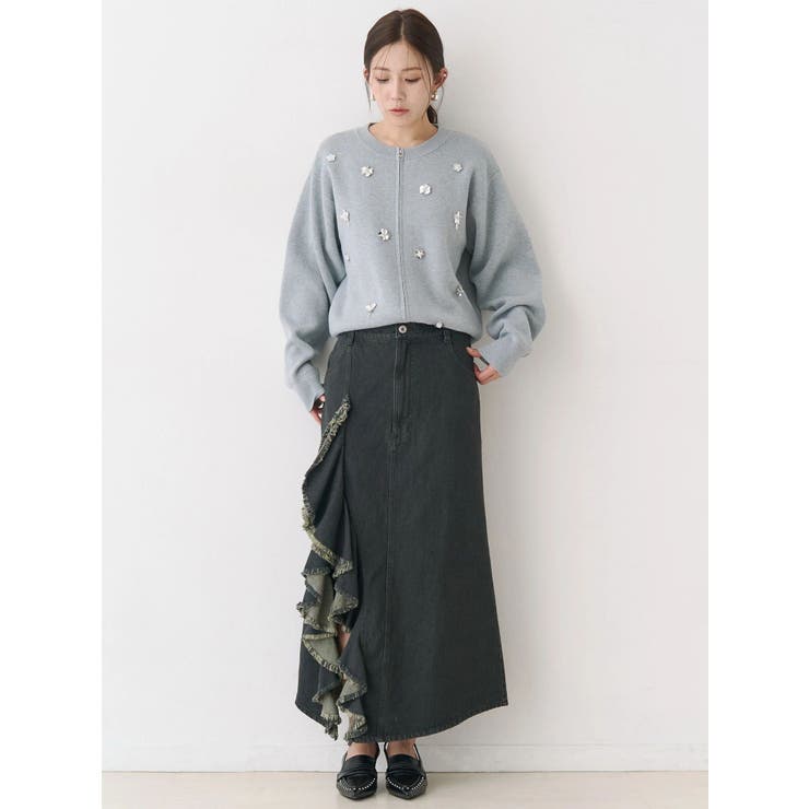 フロントジップビジューニットカーディガン | CALNAMUR | 詳細画像10 