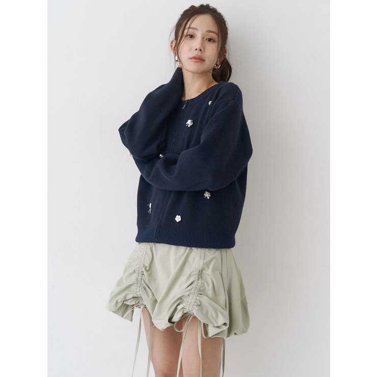 フロントジップビジューニットカーディガン | CALNAMUR | 詳細画像4 