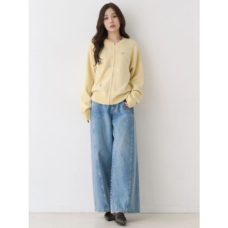 フロントジップビジューニットカーディガン | CALNAMUR | 詳細画像8 