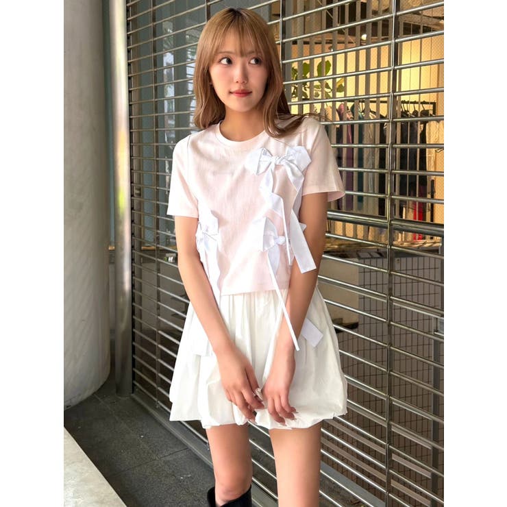 バイカラー3ＤリボンＴシャツ | CALNAMUR | 詳細画像12 