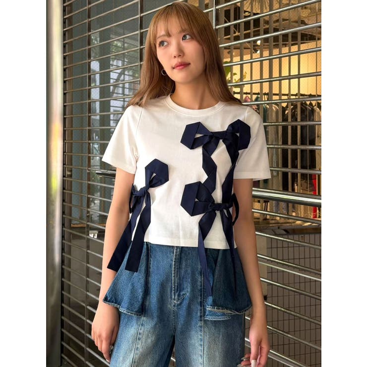 バイカラー3ＤリボンＴシャツ | CALNAMUR | 詳細画像13 