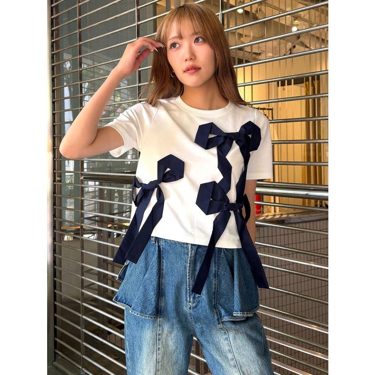 バイカラー3ＤリボンＴシャツ | CALNAMUR | 詳細画像14 