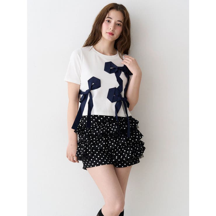 バイカラー3ＤリボンＴシャツ | CALNAMUR | 詳細画像4 