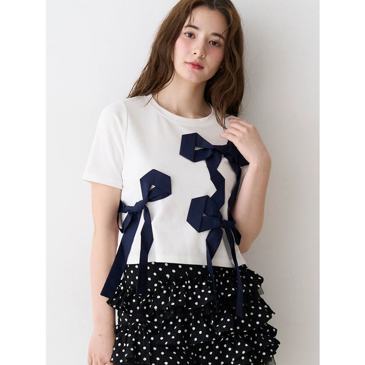 バイカラー3ＤリボンＴシャツ | CALNAMUR | 詳細画像6 