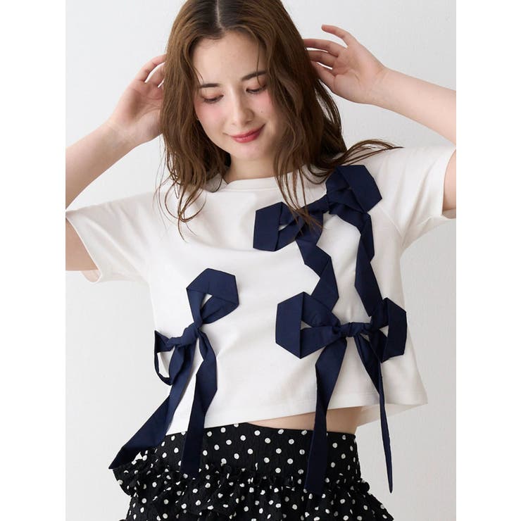 バイカラー3ＤリボンＴシャツ | CALNAMUR | 詳細画像7 