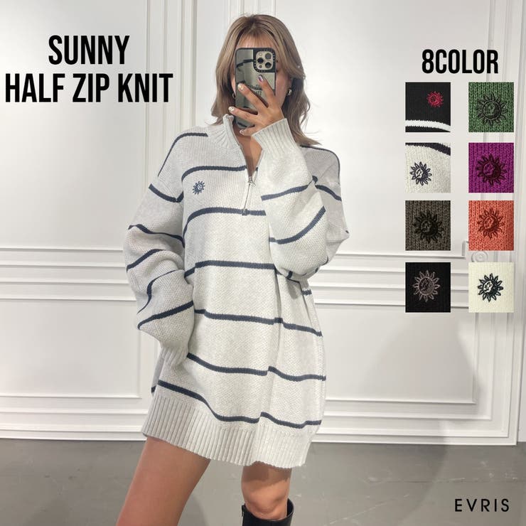 SUNNYハーフジップニットトップス[品番：MKSW0052736]｜EVRIS