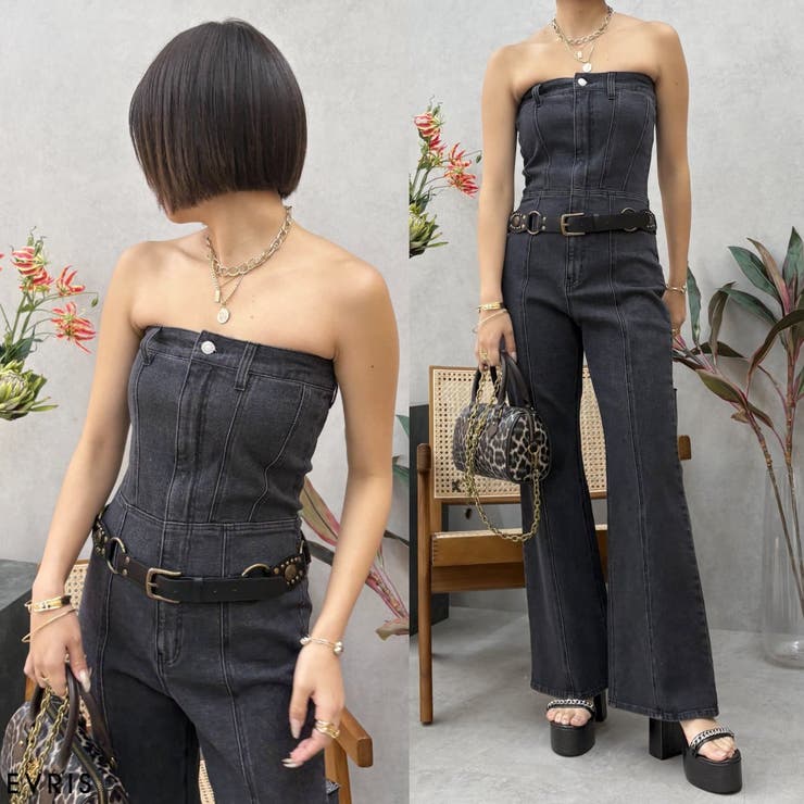 バックスラッシュデニムベアロンパース[品番：MKSW0063203