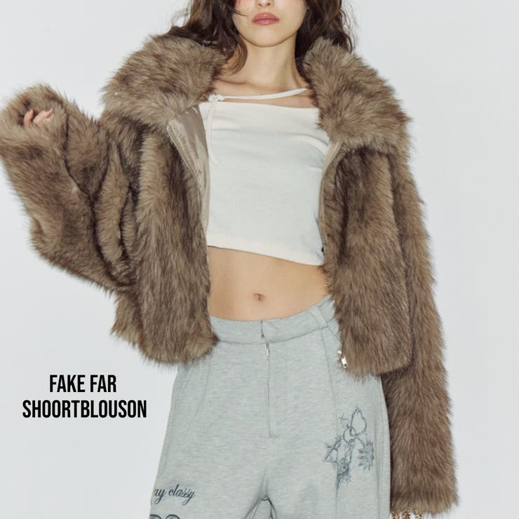 フェイクファーショートブルゾン[品番：MKSW0066700]｜EVRIS（エブリス