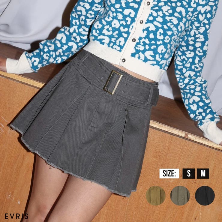 プリーツワイドベルトミニスカート | EVRIS | 詳細画像1 