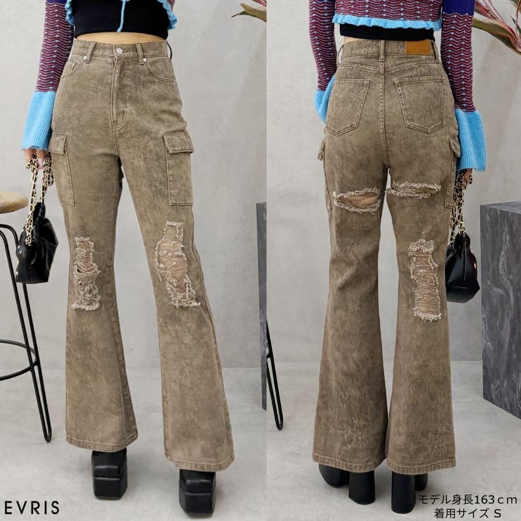 ハイウエストダメージフレアパンツ | EVRIS | 詳細画像1 