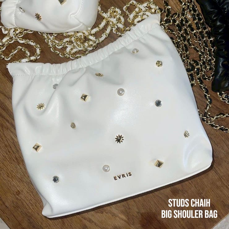 【2サイズ展開♩】スタッズチェーンBIGショルダーBAG | EVRIS | 詳細画像1 