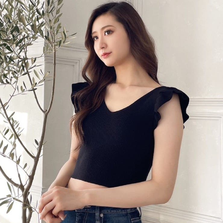 2WAYフリルリブニットTOPS[品番：MKSW0049721]｜GYDA（ジェイダ