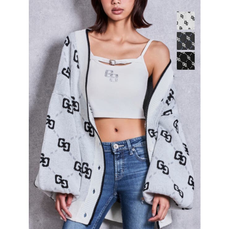 GG glitter quiltingニットカーディガン | GYDA | 詳細画像1 