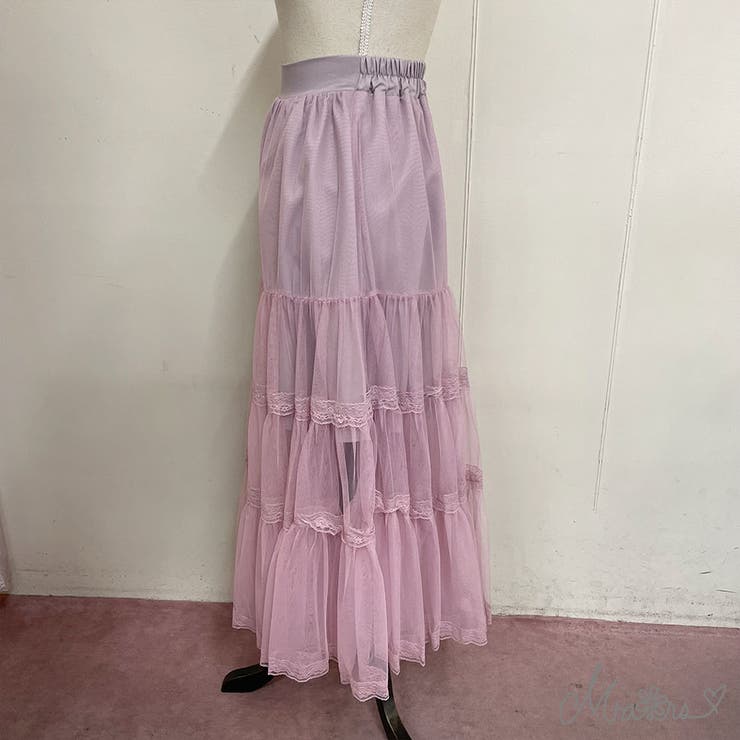 *Little Mistress*UK8 pinkチュールマキシスカート