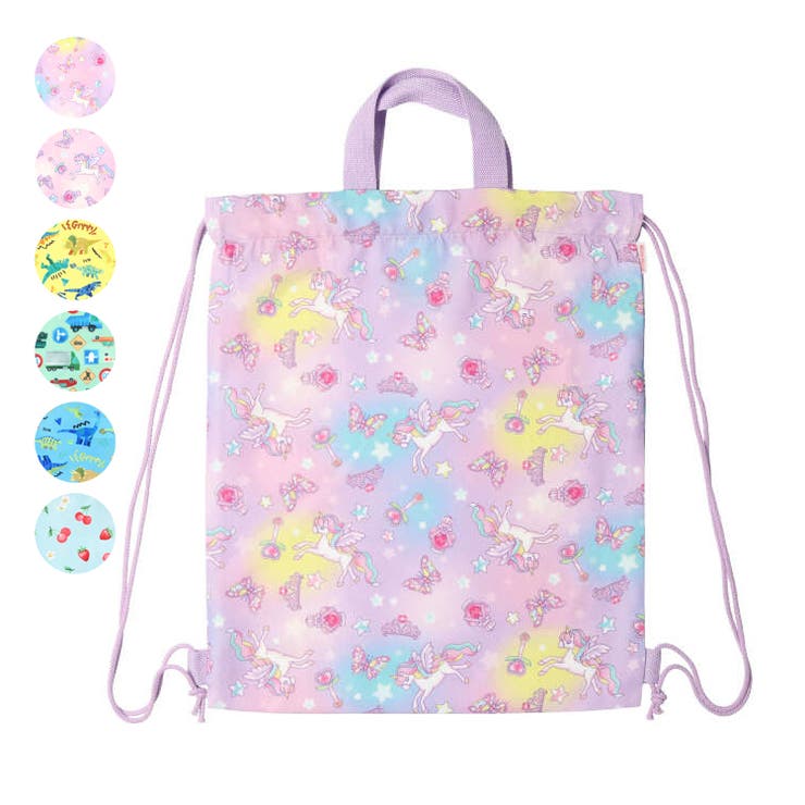 ユニコーン・恐竜・車・苺総柄ナップザック | こどもの森e-shop | 詳細画像1 