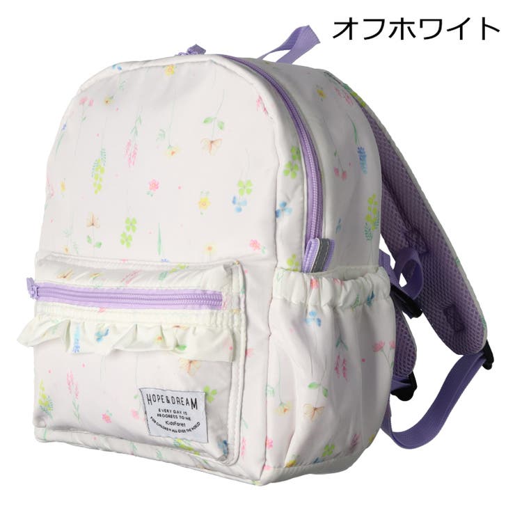 子供服KidsForet(キッズフォーレ)花・うさぎ・恐竜・働く車総柄撥水ボンディングリュックS～LB1560