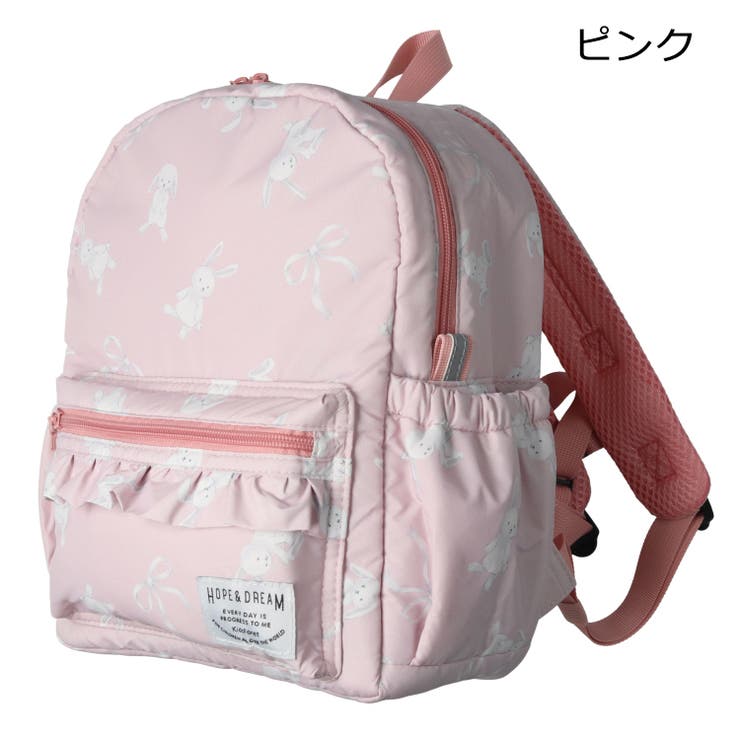 子供服KidsForet(キッズフォーレ)花・うさぎ・恐竜・働く車総柄撥水ボンディングリュックS～LB1560