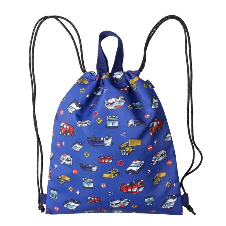 子供服KidsForet(キッズフォーレ)恐竜・働く車総柄ナップザック・リュックB1560