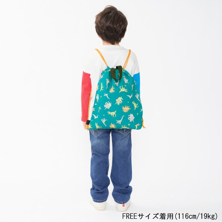 子供服KidsForet(キッズフォーレ)恐竜・働く車総柄ナップザック・リュックB1560