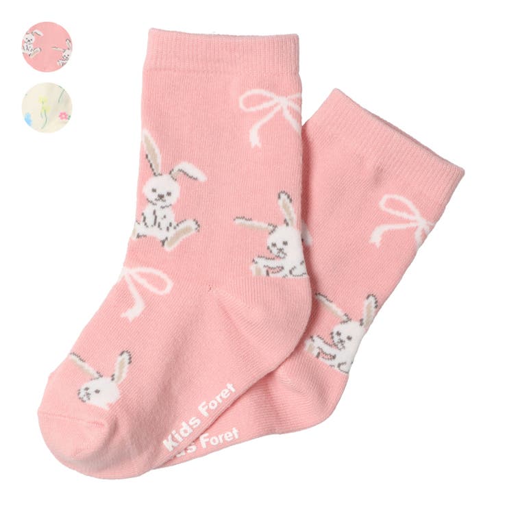 うさぎ・花柄クルーソックス・靴下 | こどもの森e-shop | 詳細画像1 