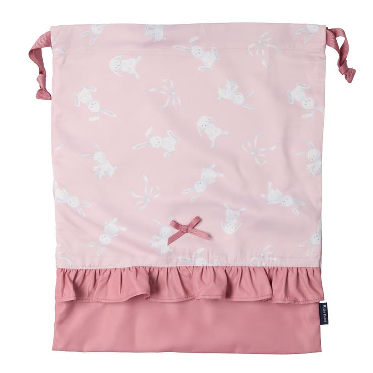 子供服KidsForet(キッズフォーレ)お花・うさぎ総柄巾着袋Lサイズ大サイズB2563