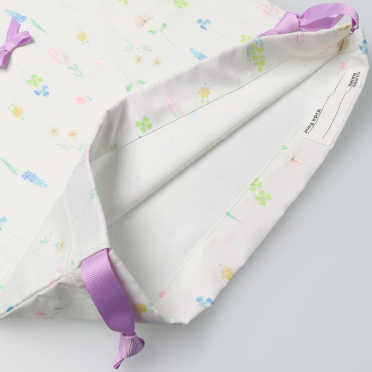 子供服KidsForet(キッズフォーレ)お花・うさぎ総柄巾着袋Lサイズ大サイズB2563
