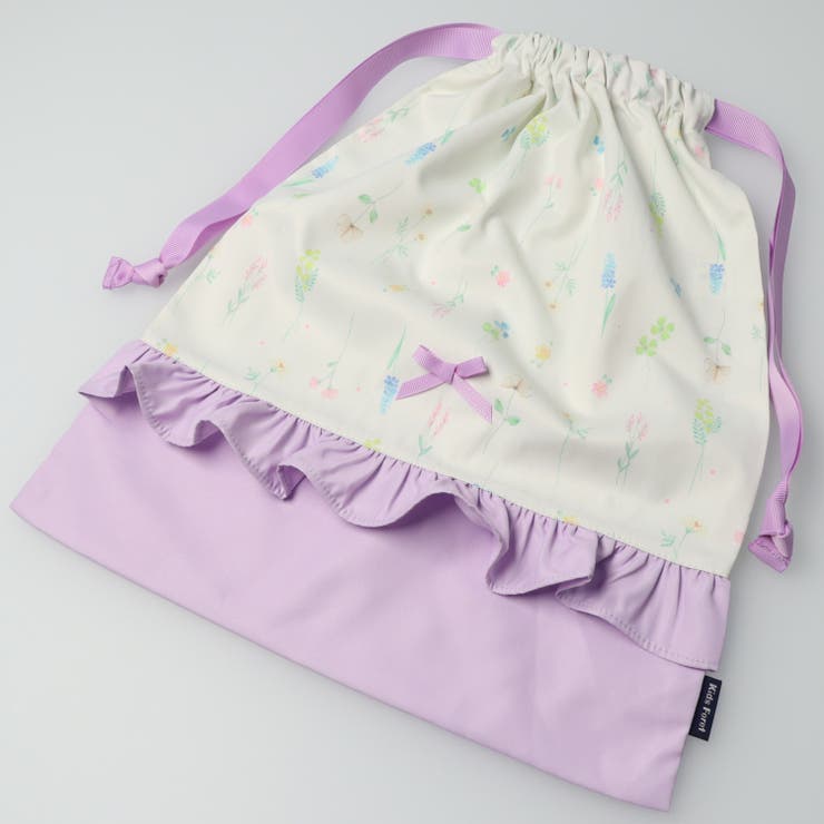 子供服KidsForet(キッズフォーレ)お花・うさぎ総柄巾着袋Lサイズ大サイズB2563