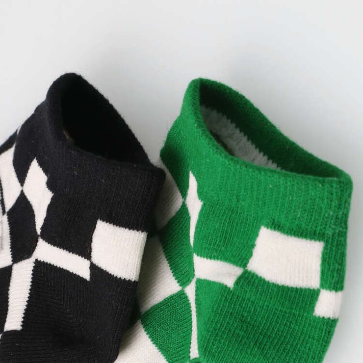 【子供服】KidsForet(キッズフォーレ)働く車チェック柄アンクルソックス・靴下14cm～20cmB33312