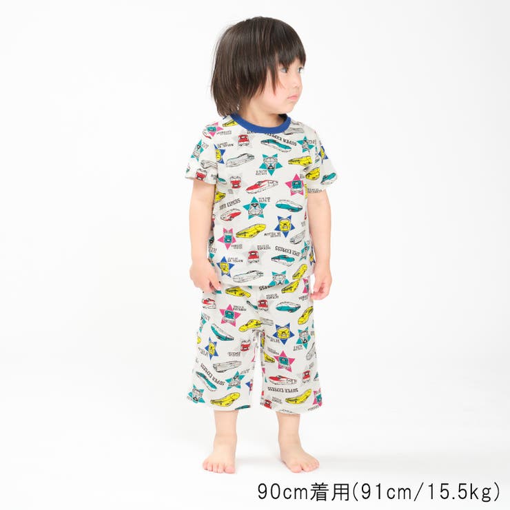 【子供服】moujonjon(ムージョンジョン)JR新幹線電車総柄半袖パジャマ90cm～130cmB33799