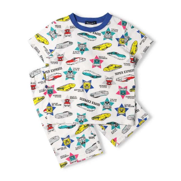 【子供服】moujonjon(ムージョンジョン)JR新幹線電車総柄半袖パジャマ90cm～130cmB33799