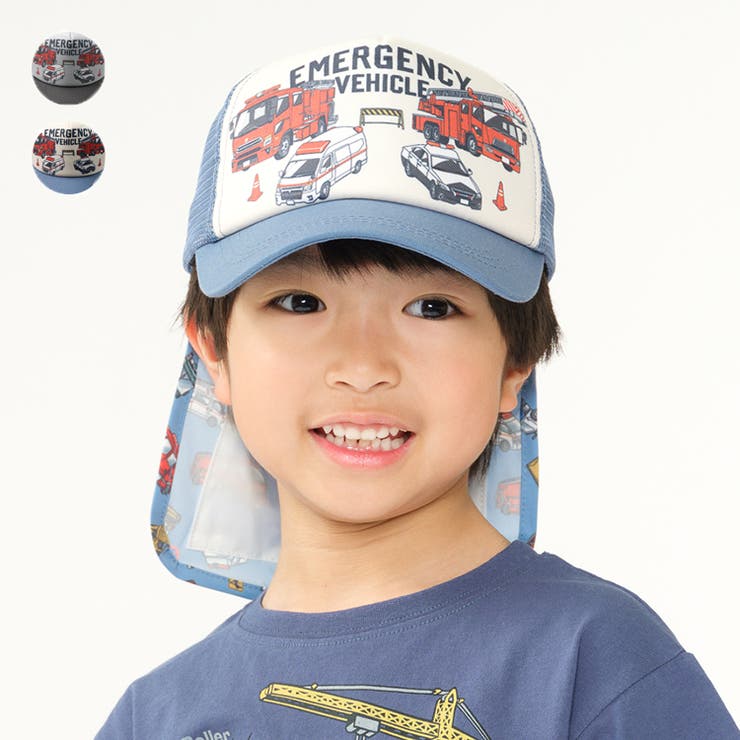 車プリント日よけ付きメッシュキャップ・帽子 | こどもの森e-shop | 詳細画像1 