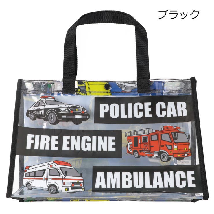 ブラック | 【WEB限定】働く車・恐竜・海の生き物柄プールバッグ | こどもの森e-shop