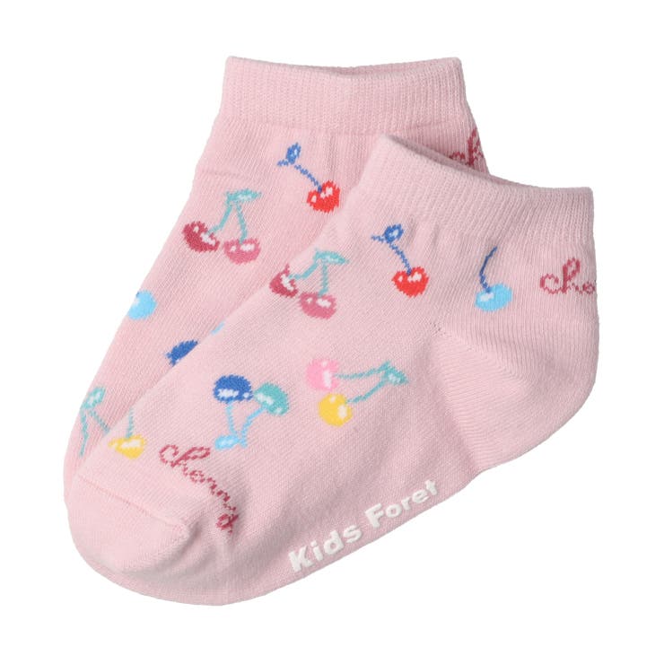 子供服KidsForet(キッズフォーレ)チェリー柄アンクルソックス・靴下14cm～20cmB4532